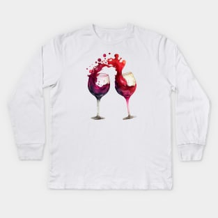 Red wine glasses Kids Long Sleeve T-Shirt
